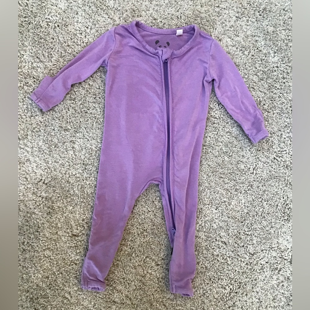 BELLABU BEAR Purple Bamboo Convertible Footie | Size Newborn